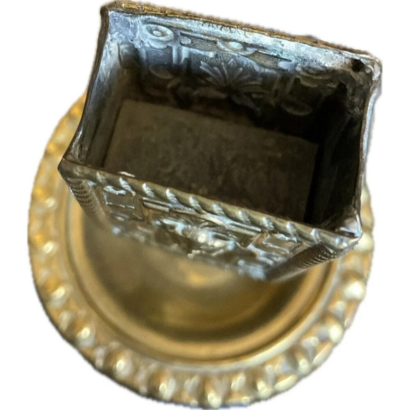 Antique C. 1900s Ornate Lion Gilt Bronze Smoking Ashtray Match Box Holder Patina - Picture 5 of 9